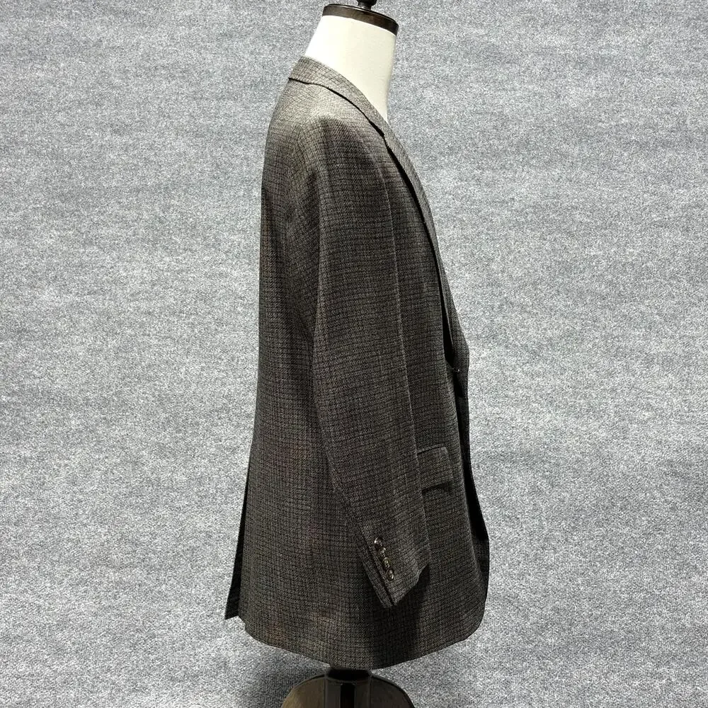 Hart Schaffner Marx Blazer Mens 41R Brown Gray Wool Made USA Check Sport Coat